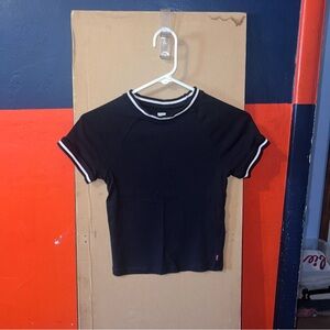 Levi's Black Short Sleeve Ribbed Tee with White Contrast Trim